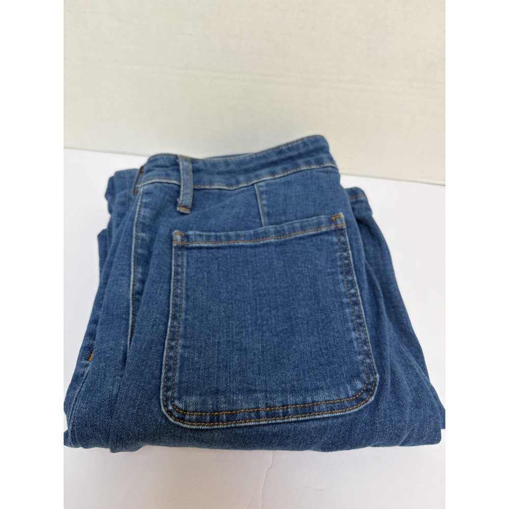 Derek Lam Denim 10 Crosby  High Rise Flare Jeans 30X33 Woven Patch  Pockets